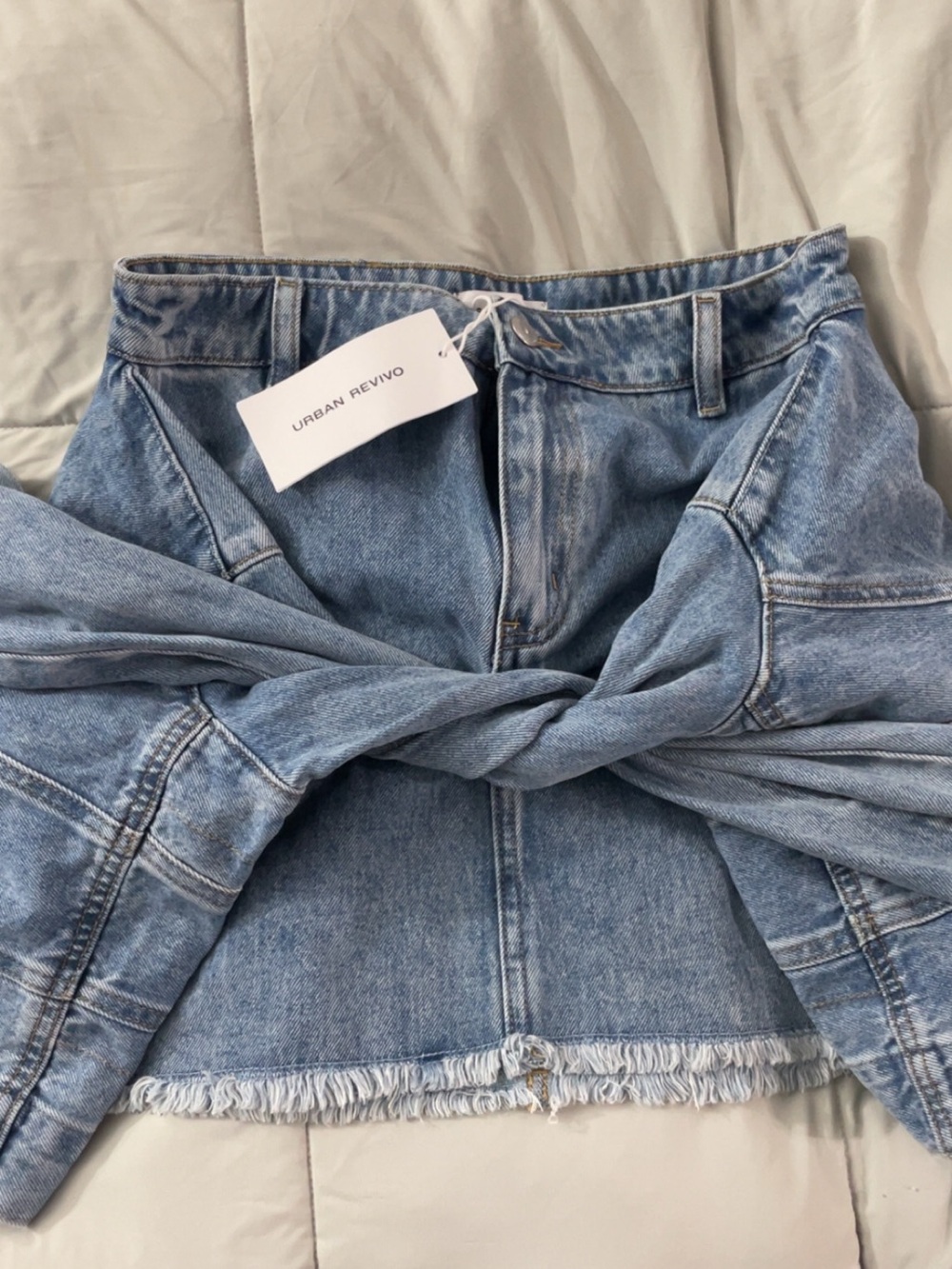 Urban Revivo Light Blue Denim Mini Skirt - Picture 1 of 3
